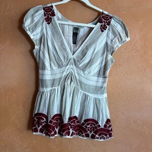 Anthropologie Lithe Embroidered Top Boho Cottagecore Feminine
